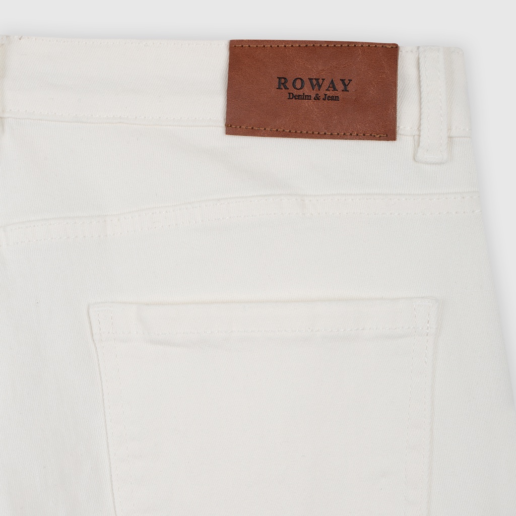 Quần jean nam ROWAY vải denim co giãn nhẹ, form slim, Jean trắng