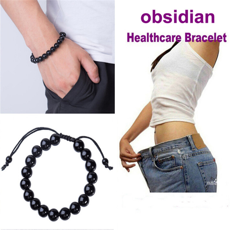 Vòng Đeo Tay Đá Obsidian Hình Tròn Chăm Sóc Sức Khỏe