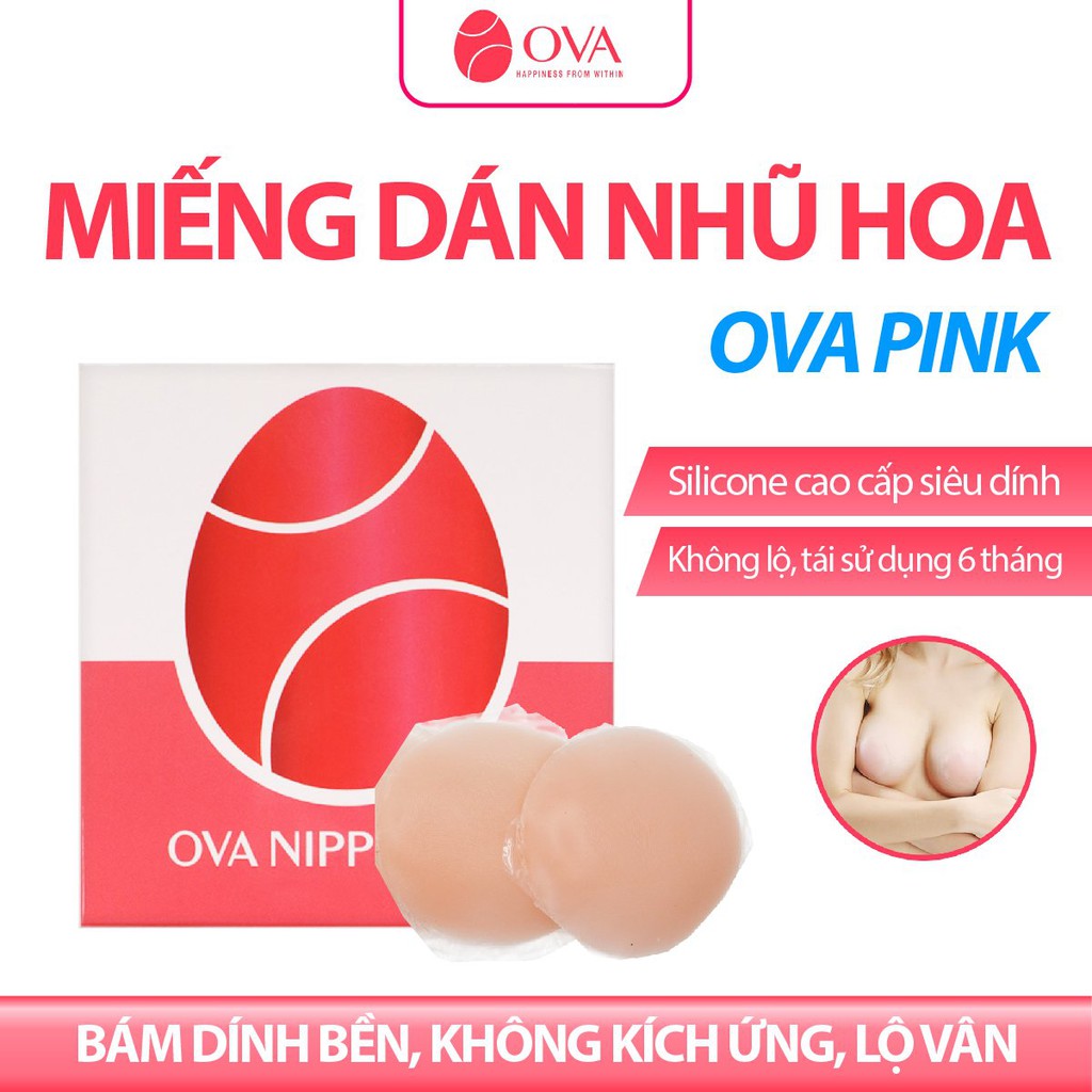 Miếng dán ngực nhũ hoa (đầu ti) silicon cao cấp Ovapink Nipple Pad MDN002-mềm mại và tái sử dụng được 6 tháng