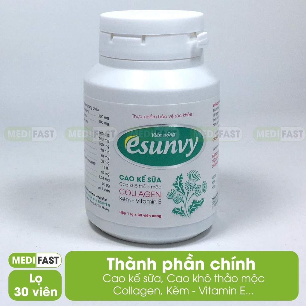 Viên uống Esunvy hỗ trợ giảm mụn trứng cá Hộp 30 viên từ thảo dược