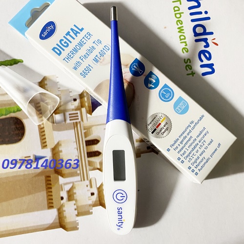 Nhiệt kế điện tử kẹp nách đầu mềm, Nhiệt kế bút sanity chính hãng BH 12 tháng