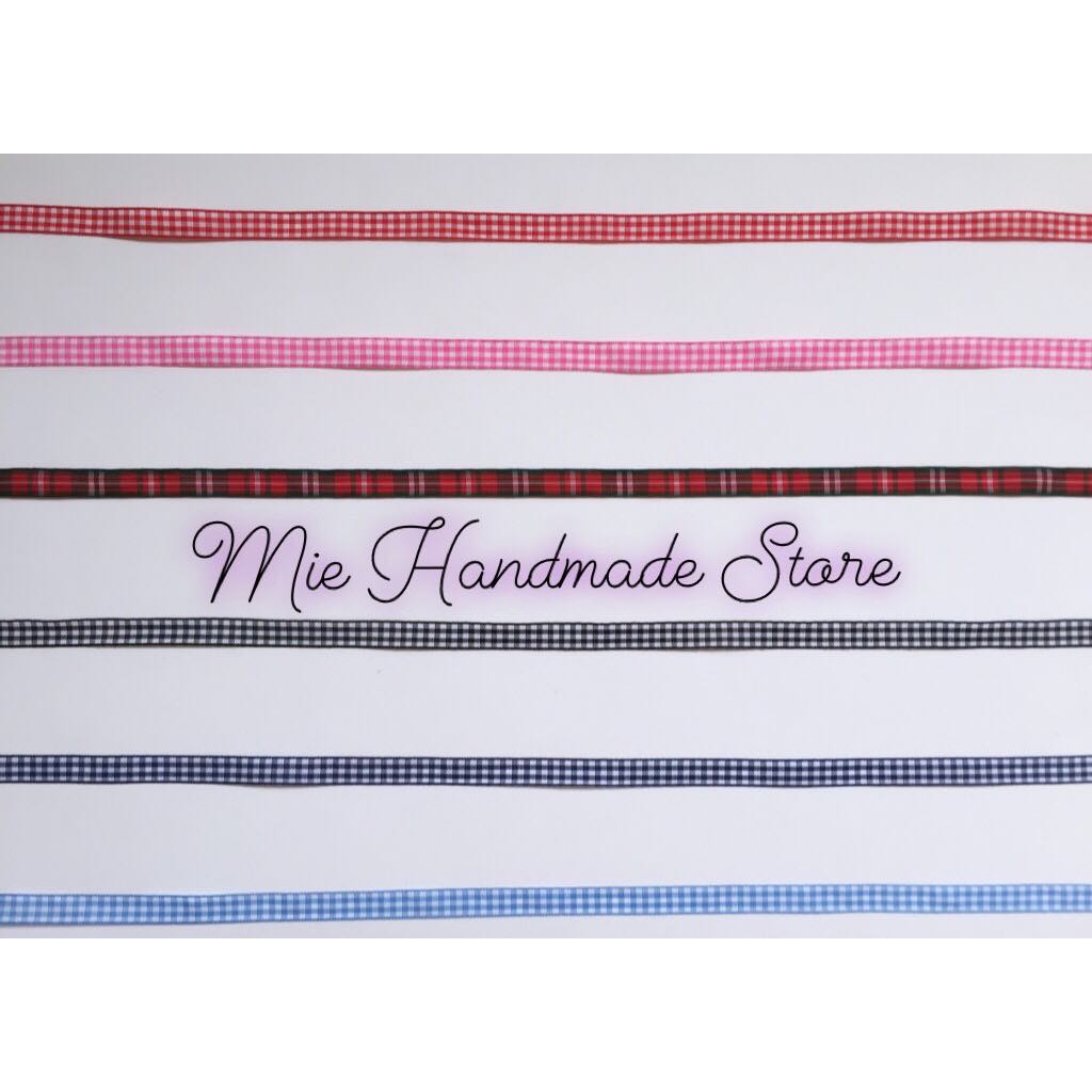 Ruy băng kẻ caro bản 1cm nhiều màu sắc trang trí handmade