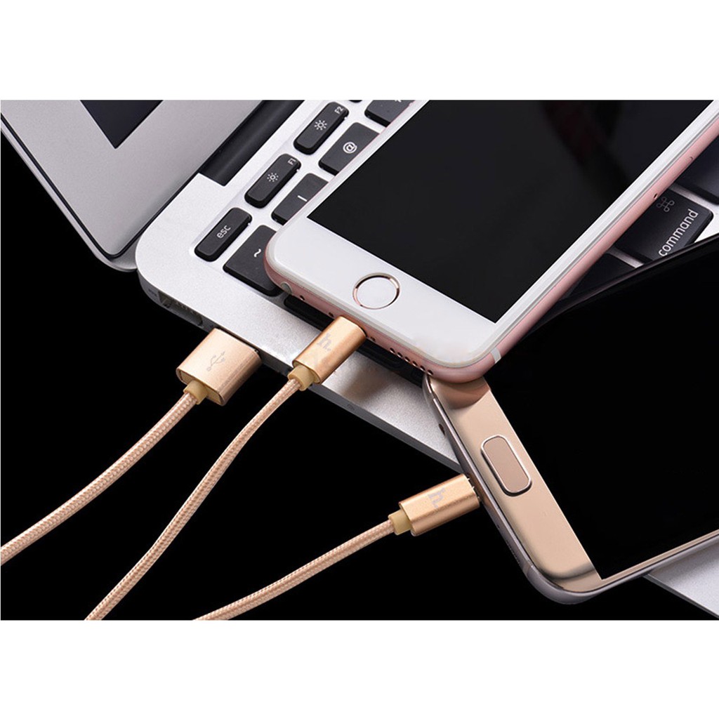 [Dây cáp sạc] - Sạc hoco X2 2 trong 1 - 2 đầu Micro và Lighting loại 1m chính hãng