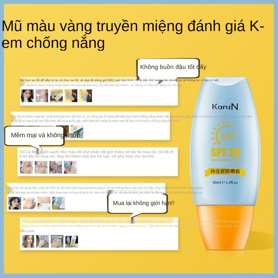 Kem chống nắng hàng hiệu, làm trắng, dưỡng ẩm, tia UV, thấm nước và mồ hôi, lâu trôi cho nữ sinh cách ly hai trong