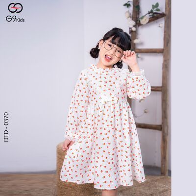 Đầm tay dài  0370 G9moza với chất liệu Kate tạo phong cách Đến trường, đi chơi Xinh xắn, đáng yêu