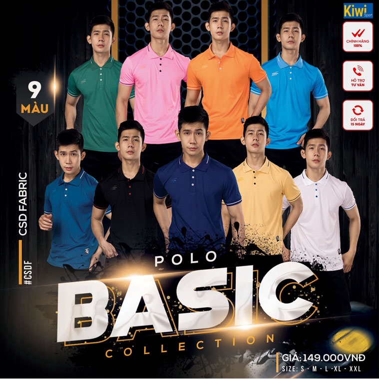 Áo Polo Thể Thao Basic Full 10 Màu Siêu Chất, Thiết Kế Tinh Tế, Chất Vải Mát Thích Hợp Đặt Đồng Phục Cho Công Ty