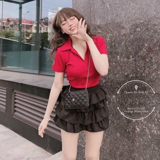 Áo croptop cổ bẻ hót frend