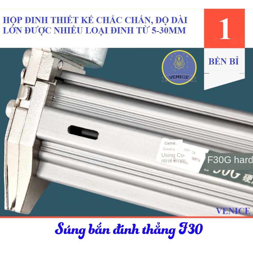 SÚNG BẮN ĐINH THẲNG F30 VENICE - DÙNG ĐIỆN 220V - SÚNG BẮN GỖ CÁC LOẠI - BẢO HÀNH 12 THÁNG