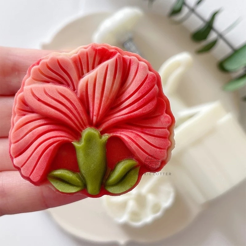 Khuôn trung thu lò xo 1 mặt hoa xoè 75g 2022 (M304)