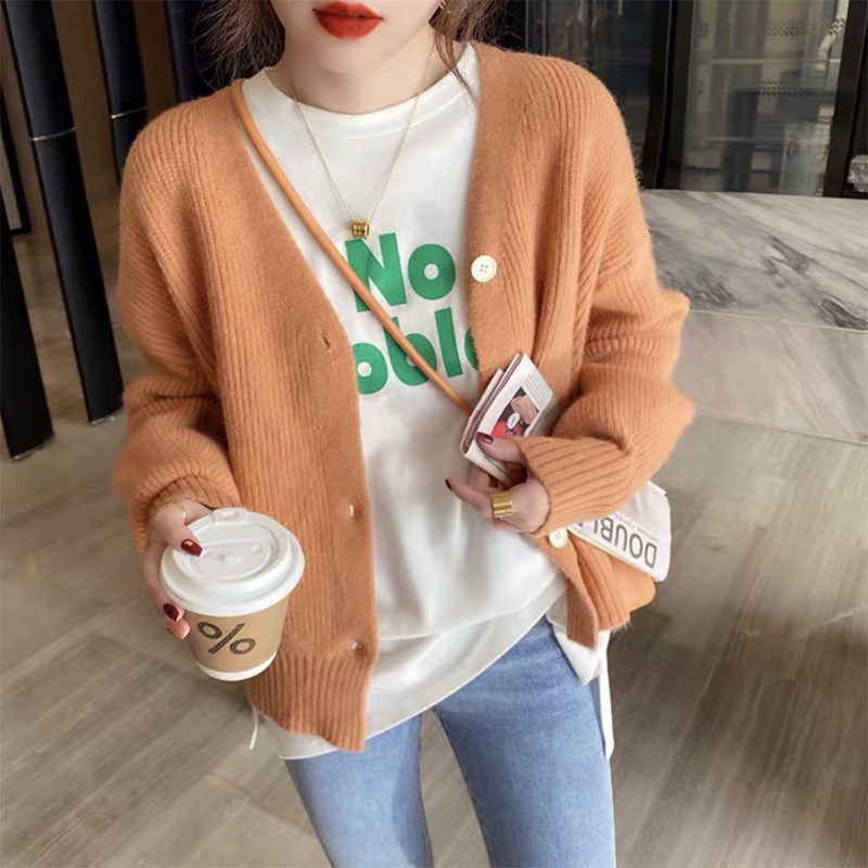 Áo khoác cardigan thời trang nữ tính tay dài cổ chữ V