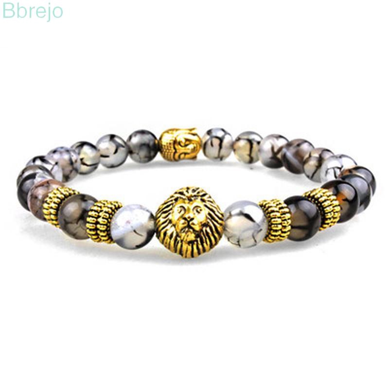 Men Artificial Stone Gold Plated Lucky Energy Bracelet Bead Fashion Jewellery