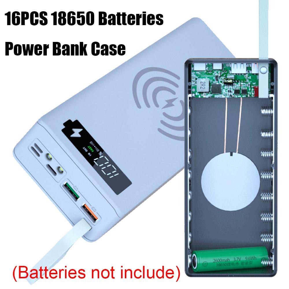 Pin Sạc Dự Phòng Không Dây 16 X 18650 Có Màn Hình LCD Hiển Thị Đèn LED Giá Đỡ
