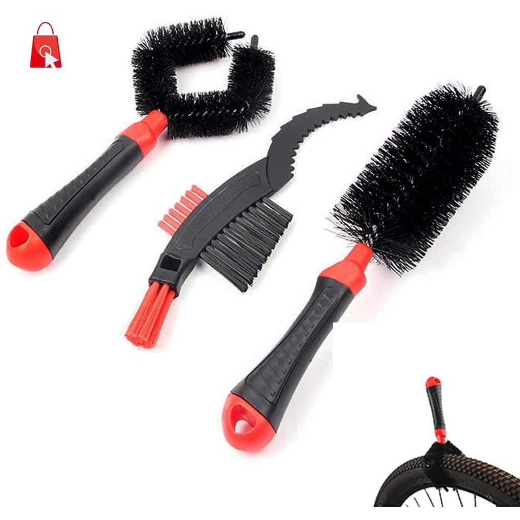 Bộ 3 Bàn Chải Vệ Sinh Xích Xe Đạp Bằng Nhựa Có Tay Cầm Chống Trượt Tiện Dụng Jp1