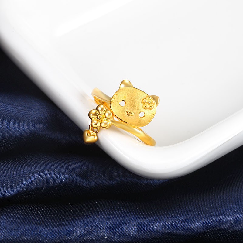 Nhẫn Hở Mạ Vàng Cứng Hình Mèo Hello Kitty 3d Sáng Tạo