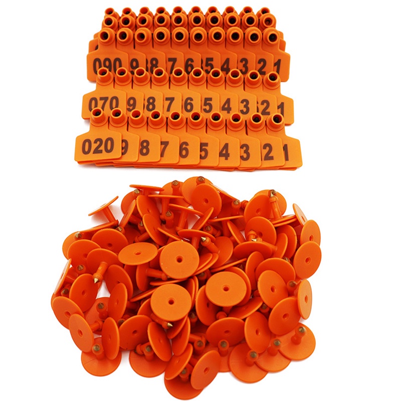 Bộ 100 Thẻ đeo tai có đánh số,Thẻ đeo tai phù hợp động vật như bò dê heo nhập khẩu hàng chất lượng