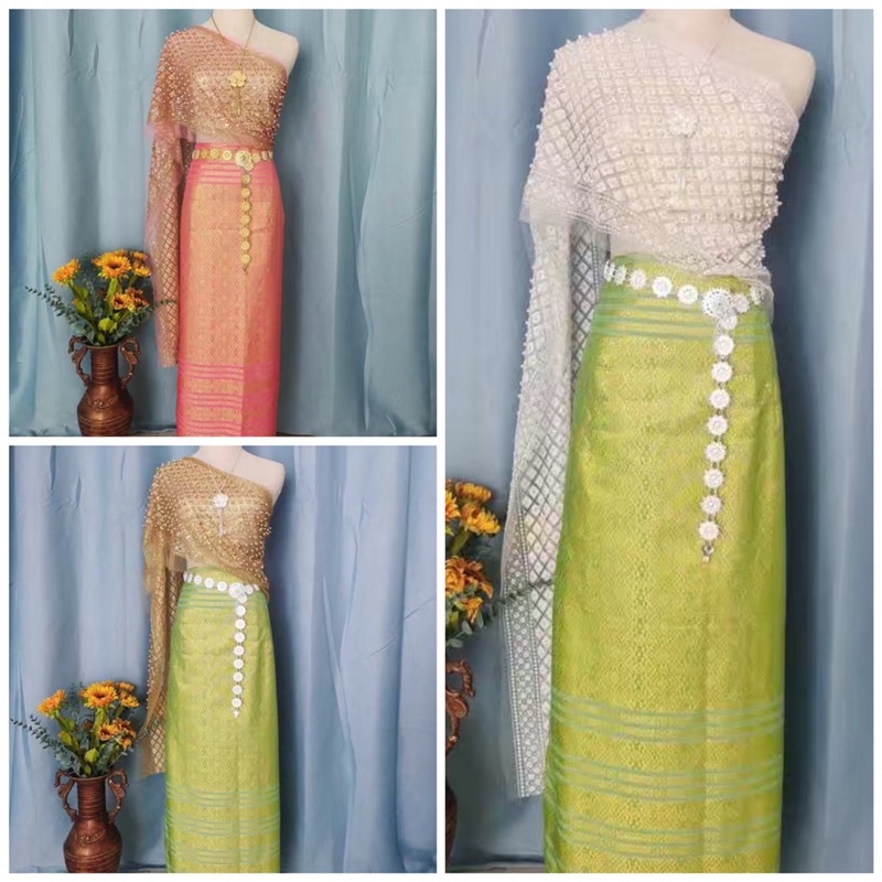 Set trang phục truyền thống Thái Lan 3 mảnh phối nhiều màu.