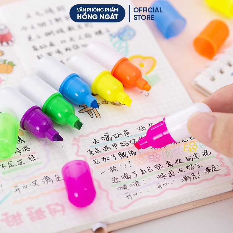 Bút dạ quang hình vitamin nhiều màu, bút highlight đánh dấu nhớ dòng morandi trang trí sổ bullet journal B43