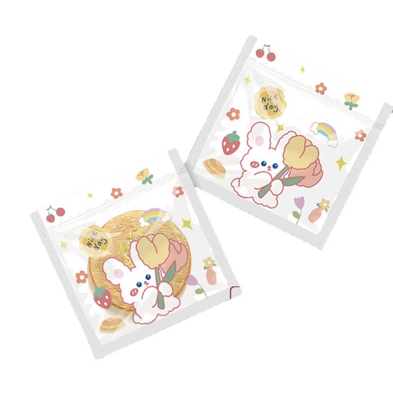 set 10 túi zip gấu nâu size 13.5 x 13.5 cm