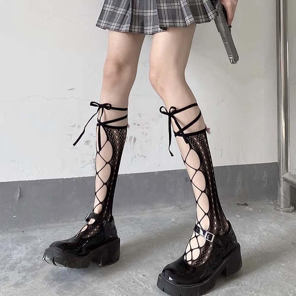 Đôi Vớ Lưới Nylon Phối Ren Phong Cách Lolita Gợi Cảm Cho Nữ