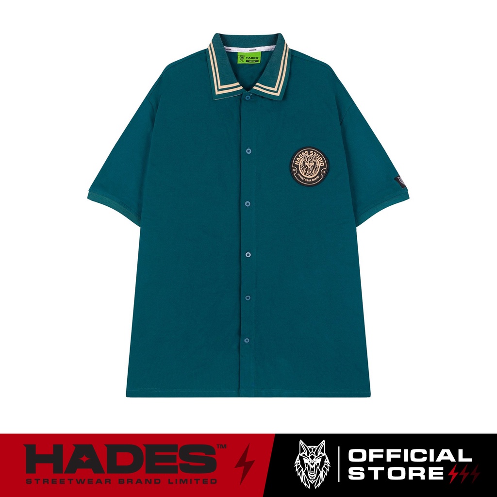 Áo Sơmi Tay Ngắn Unisex LOGO PACK GREEN Thun Cá Sấu - HADES Brand Chính Hãng