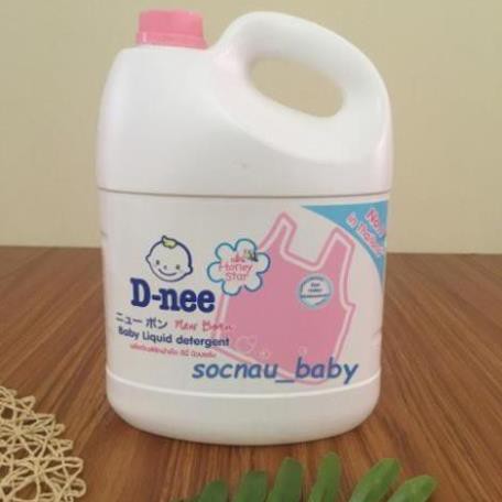 Nước giặt Dnee Thái Lan chai 3000 ML tem Đại thịnh - Hồng - giặt xả quần áo an toàn cho trẻ sơ sinh