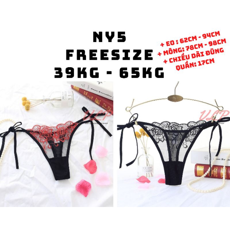 _NY5_Quần chip lọt khe buộc dây trong suốt phối ren