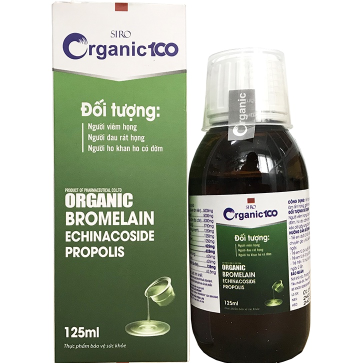 SIRO HO Organic 100 lọ 125ml - Hỗ trợ làm giảm đau rát hong, làm ấm họng, giảm ho, loãng đờm
