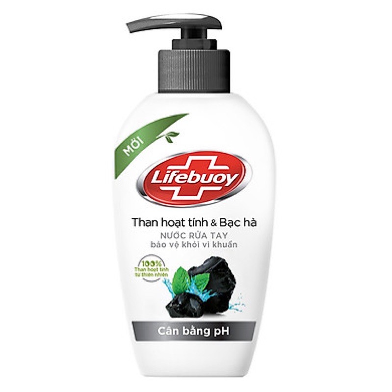 Nước rửa tay Lifebuoy Than Hoạt Tính và Bạc Hà 180g