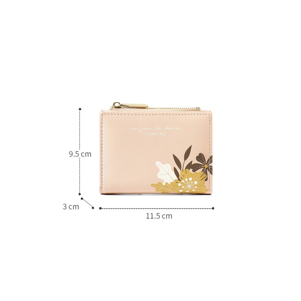 Ví/ Bóp Ngắn Cầm Tay Cho Nữ ERASHOP 079882 - Hoa Nâu Góc Xinh Xắn, Nhỏ Gọn, Nhiều Ngăn, Rẻ Đẹp