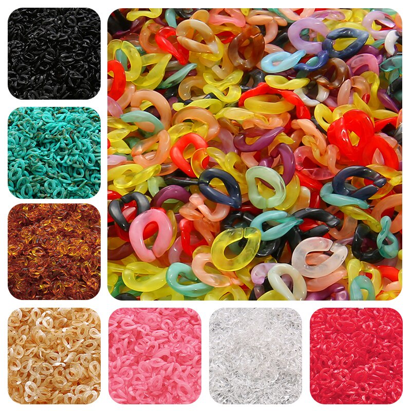 Bộ 100 hạt nối mở rộng bằng acrylic phẳng xoắn hình bầu dục làm đồ trang sức