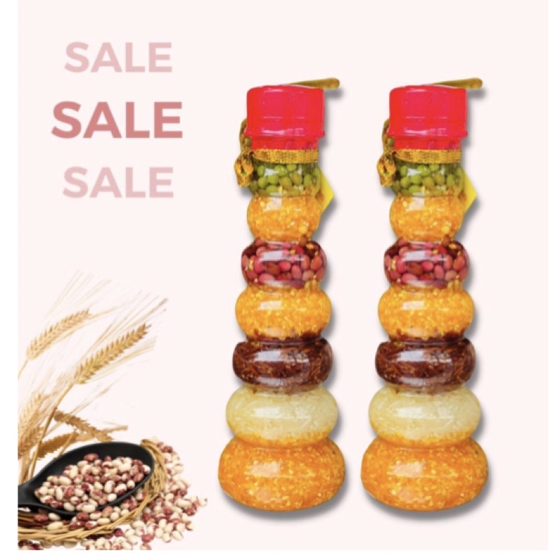 Chai ngũ cốc, muối ngũ sắc phong thuỷ cầu tài lộc, sung túc, no đủ 3 size
