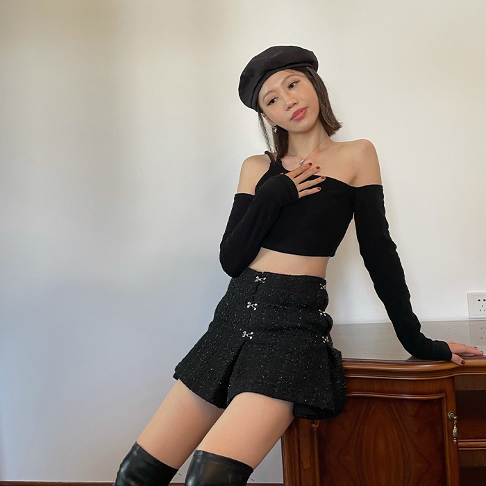 Áo trễ vai body 2 dây lệch dài tay ATV21