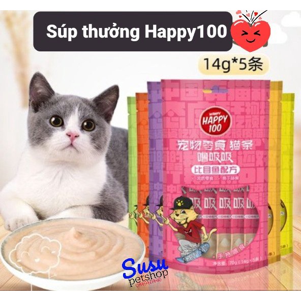 Súp thưởng Happy100 cho Mèo (đủ vị)