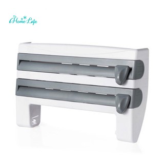 Khay đựng đồ trong bếp có móc treo cuộn giấy bạc khăn giấy tiện lợi