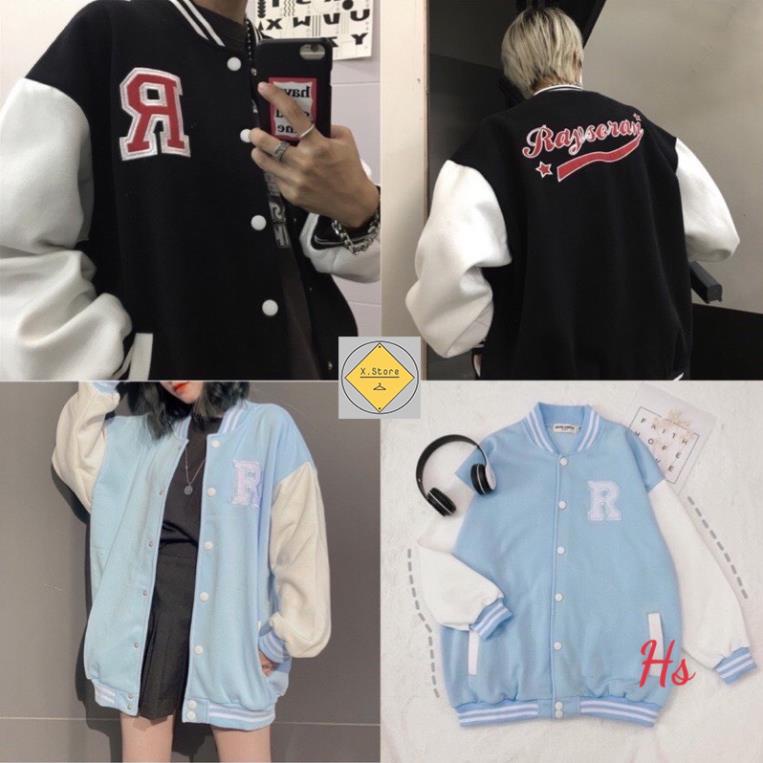 Áo Khoác Bomber Cúc Bấm Thêu Nổi Chữ R Chất Liệu Kaki Chất Đẹp - Áo Bomber Nam Nữ Hót Trend 2021 X.Store Có Ảnh Thật !