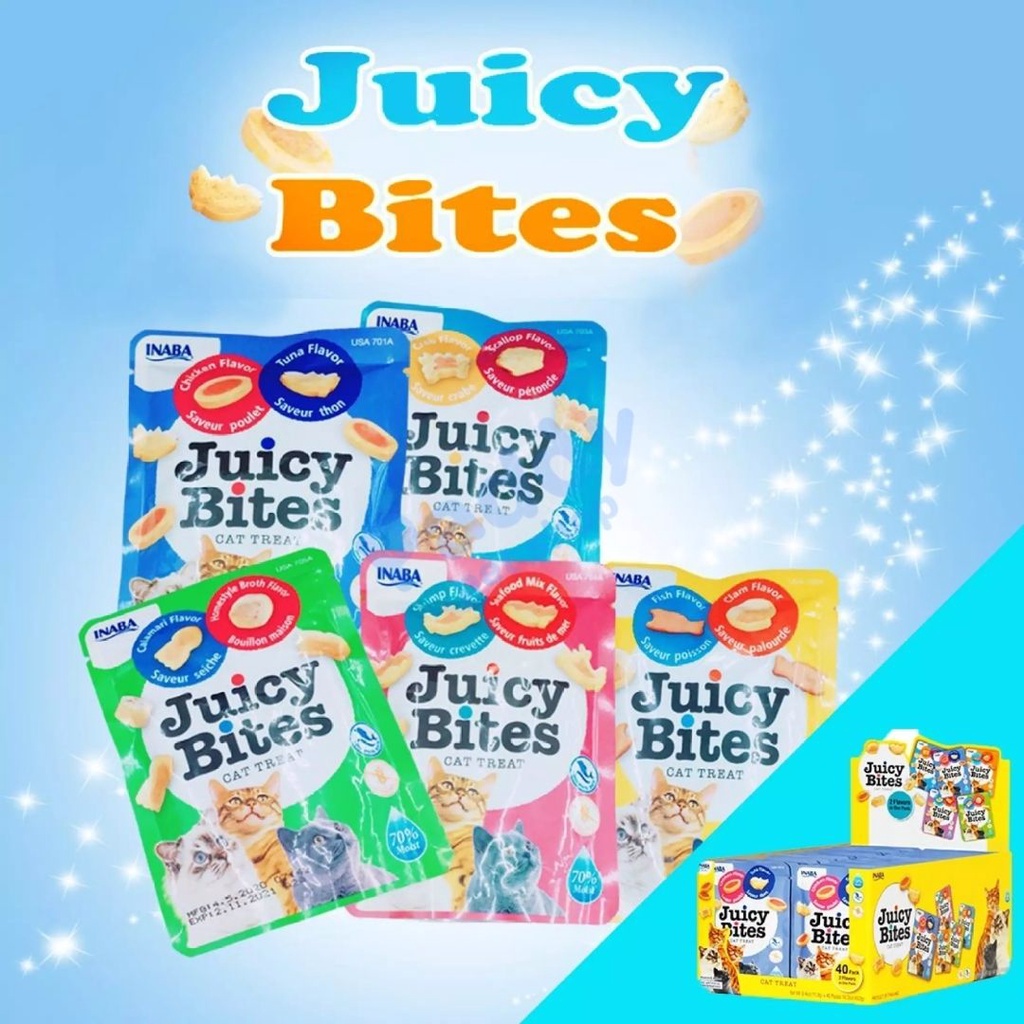 [Thùng 40 Túi] Viên Hải Sản Mềm Juicy Bites Snack Cho Mèo