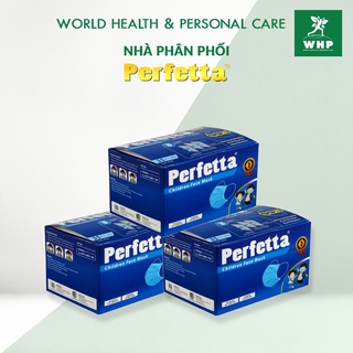 Combo 3 hộp khẩu trang 3 lớp Perfetta Trẻ Em Trắng/Xanh
