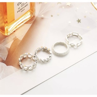 Set nhẫn 4 chiếc màu bạc