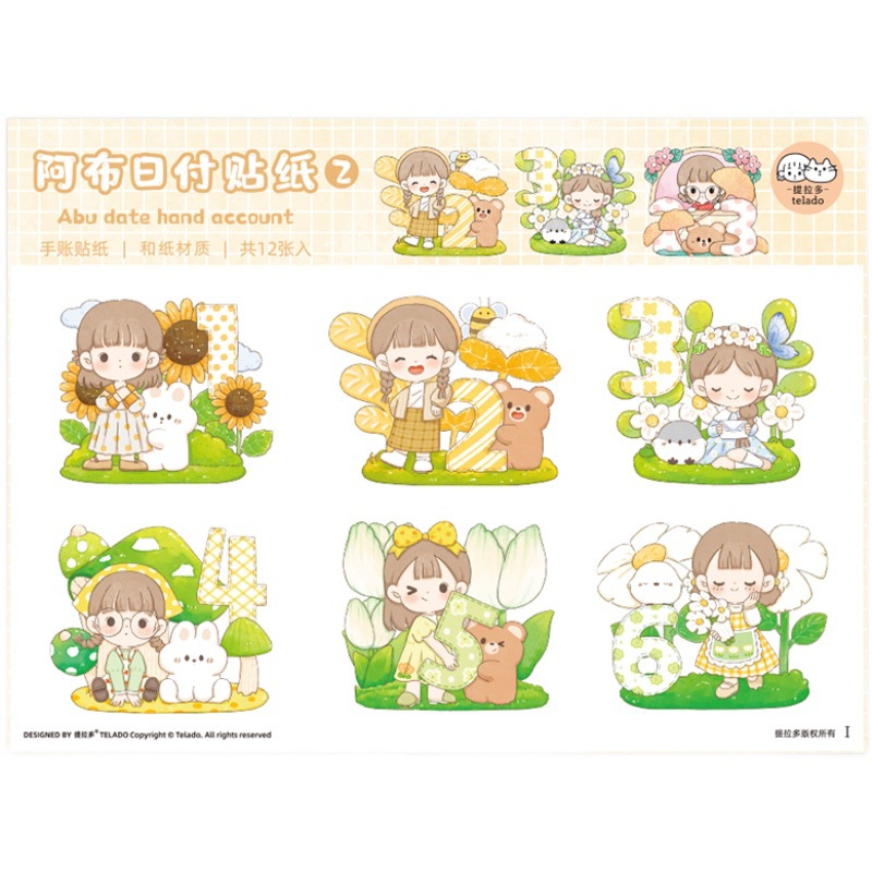 Miếng sticker PET chống thấm nước họa tiết hoạt hình sáng tạo trang trí cho bé gái