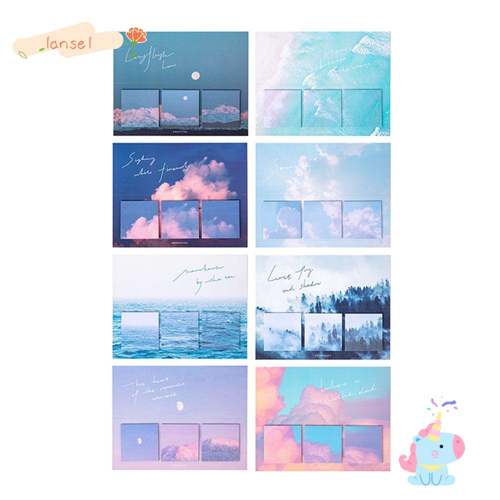 Set 60 Tờ Giấy Dán Ghi Chú Hồ Nước Rừng Cây Tiện Dụng Note