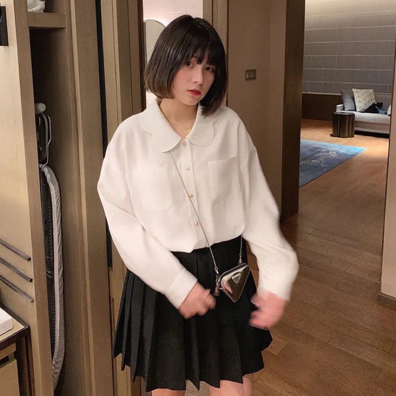 Áo sơ mi nữ trắng cổ đẹp cỡ lớn BIG SIZE 3XL (100kg)