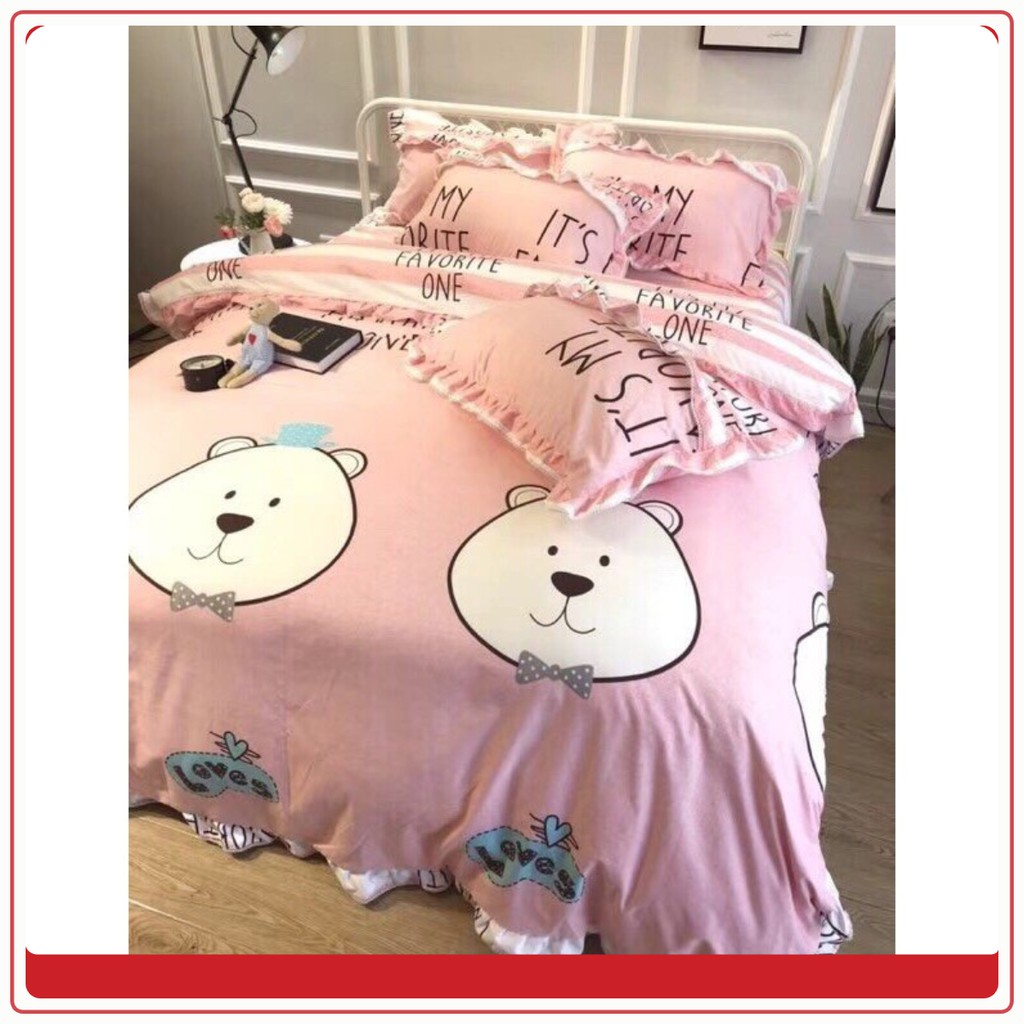 [Chất lượng] bộ chăn ga gối bèo nhún cotton 100% Cao Cấp