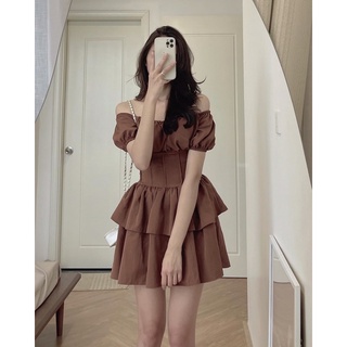 Váy đũi xước có đệm ngực chân váy tầng