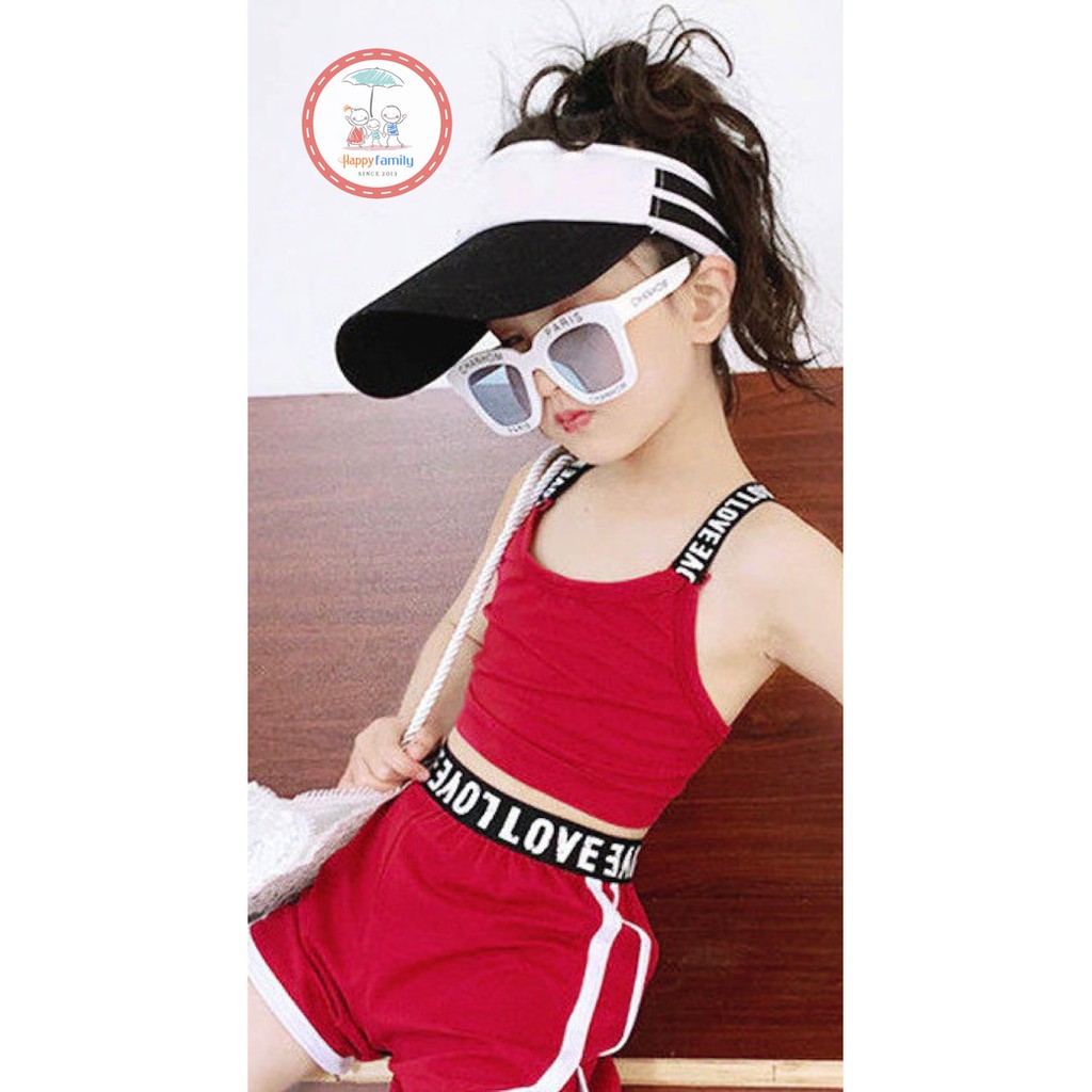 Set áo Croptop quần thun bé gái 💝Size từ 9-40kg. Chuẩn shop - Logo thương hiệu 💝Thun COTTON 100% co giãn 4 chiều