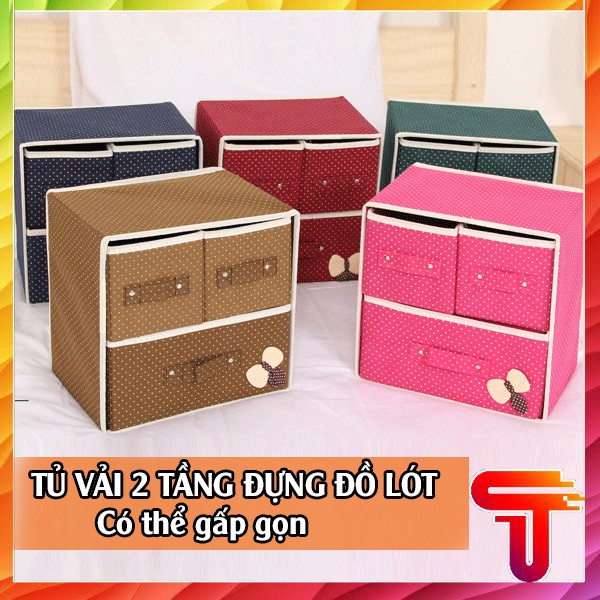 Tủ vải 2 tầng 3 ngăn hộp đựng quần áo lót - T3A2