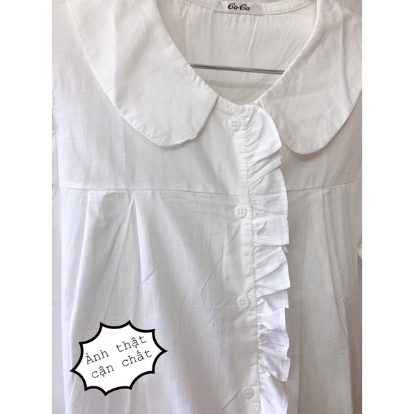 [ Ảnh thật ] Áo sơmi cổ sen tròn bèo dọc khuy trước | BigBuy360 - bigbuy360.vn