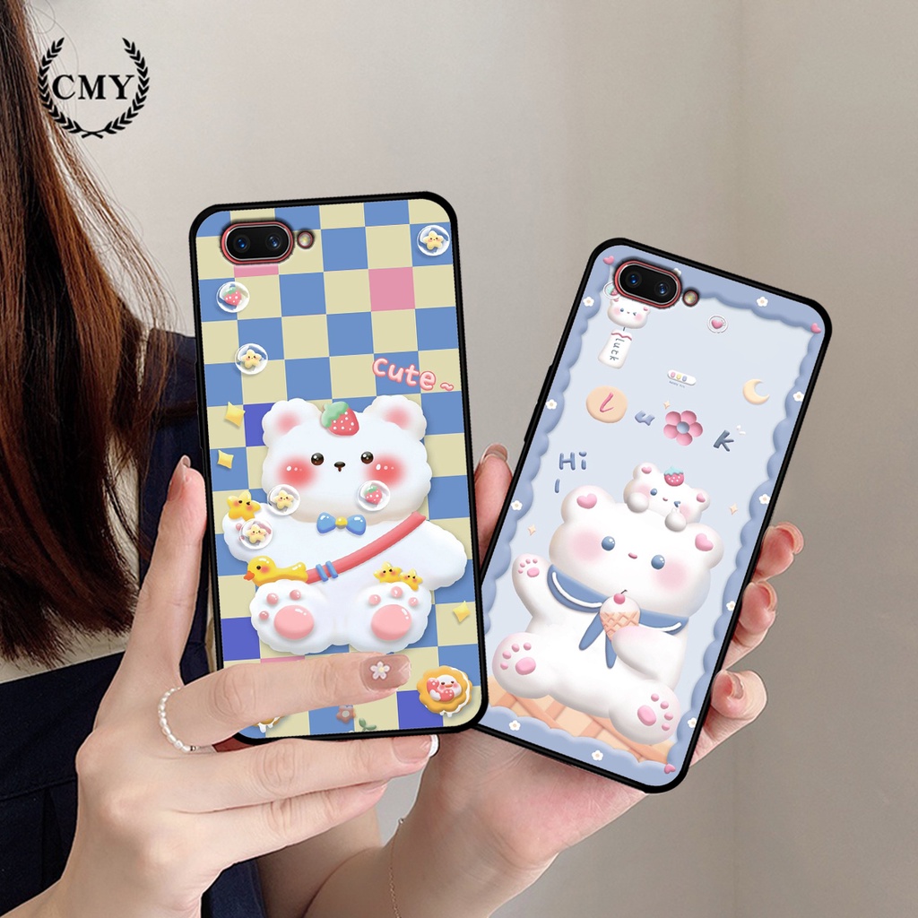 Ốp lưng Realme C1 - Realme C2 in hình caro gấu thỏ dễ thương
