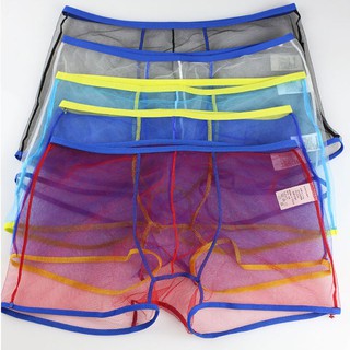 Quần lót boxer phối lưới xuyên thấu thoáng khí cho nam
