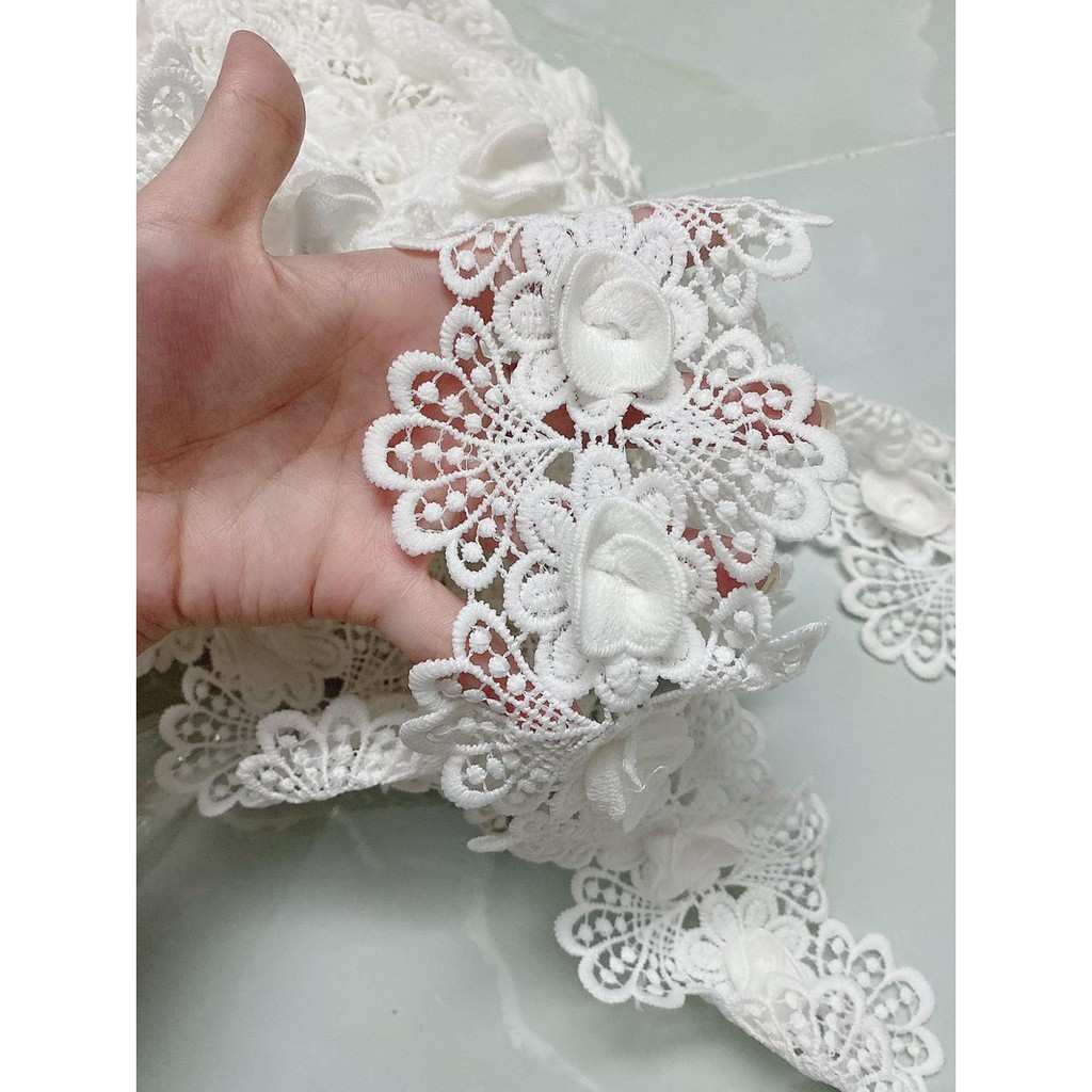 DÂY REN THÊU HOA NỔI 1 DÂY 10m