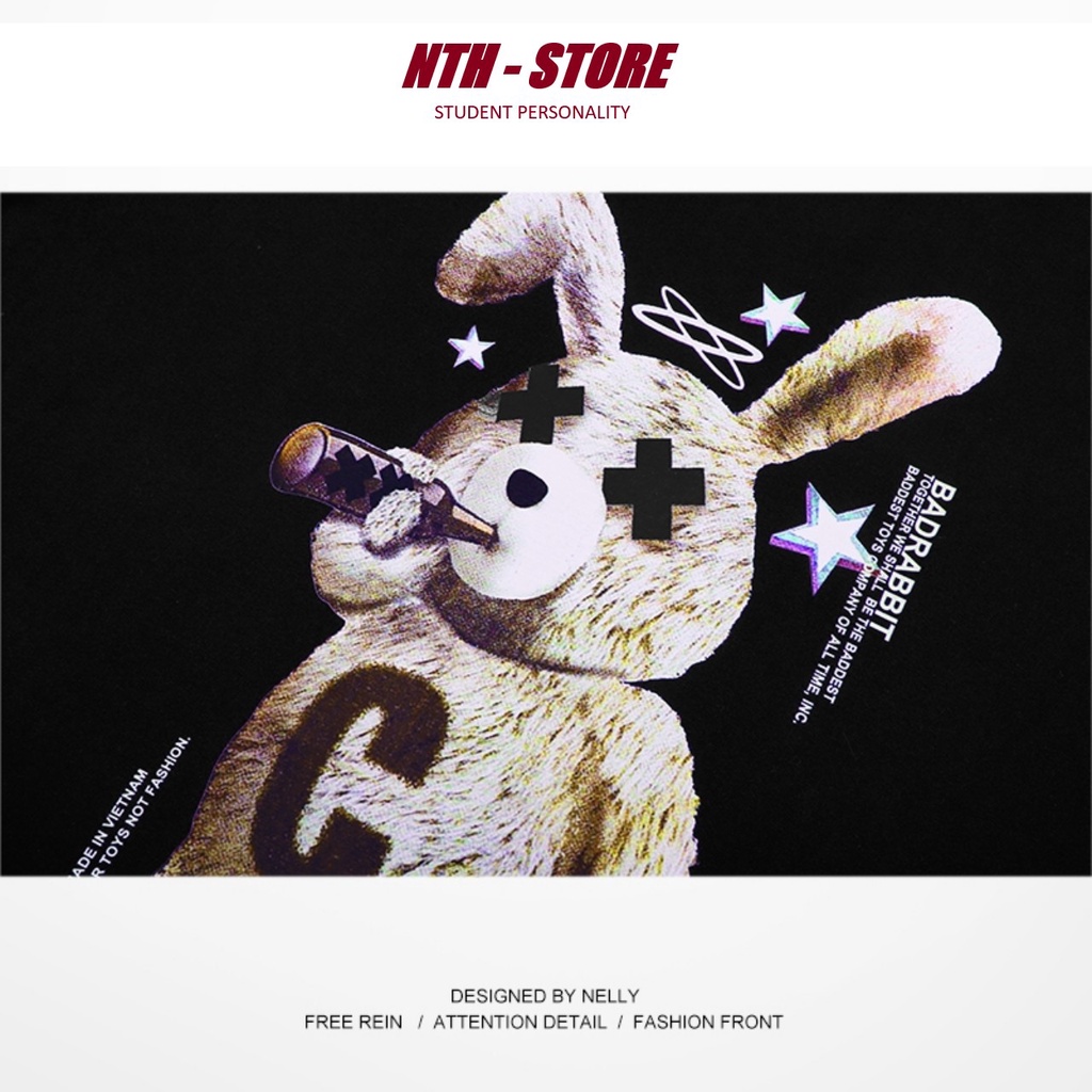 Áo Nelly - Áo phông Nelly Heybig 100% cotton - BAD BLACK RABIT 123